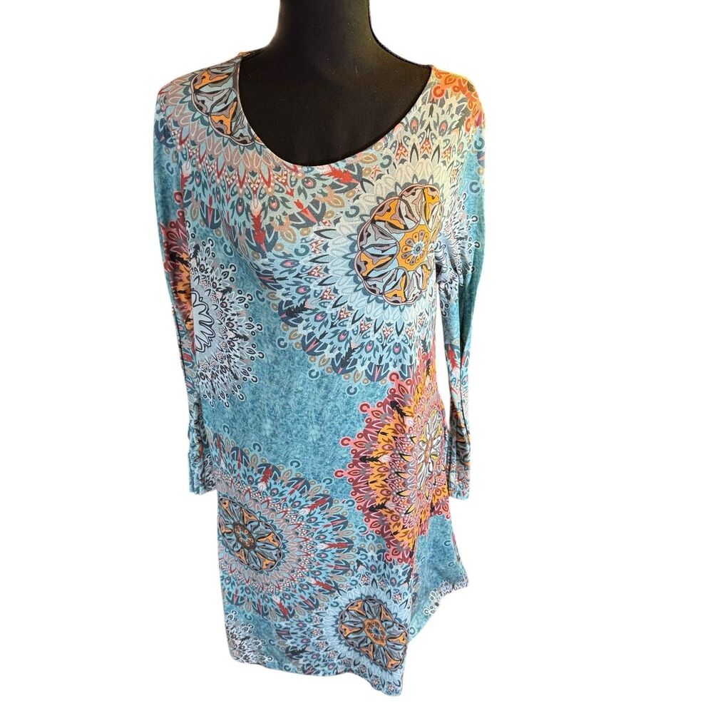 Womens 3/4 sleeve multicolor casual dress, size‎ Large